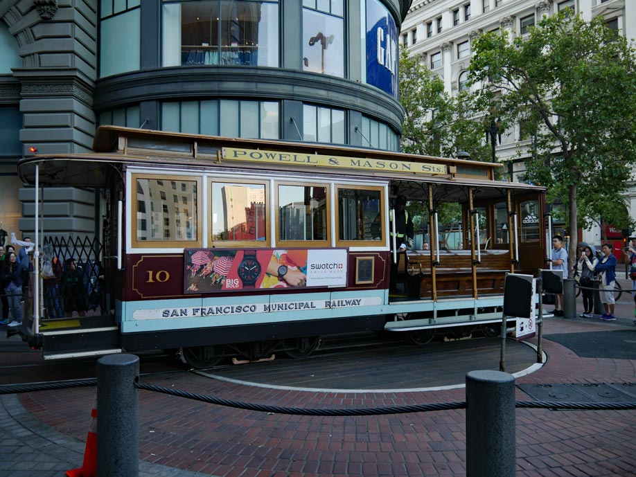 San Francisco mit Kindern - Highlights, bei denen auch die Kids Spaß haben cable-car-powell-station-drehkreuz-mit-kindern