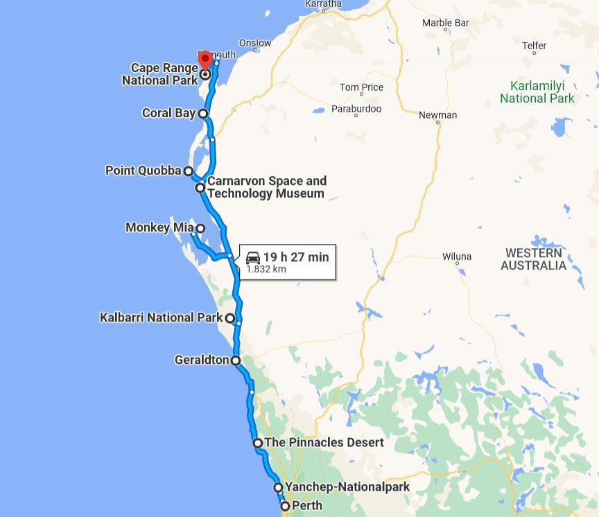 route-perth-exmouth-westaustralien