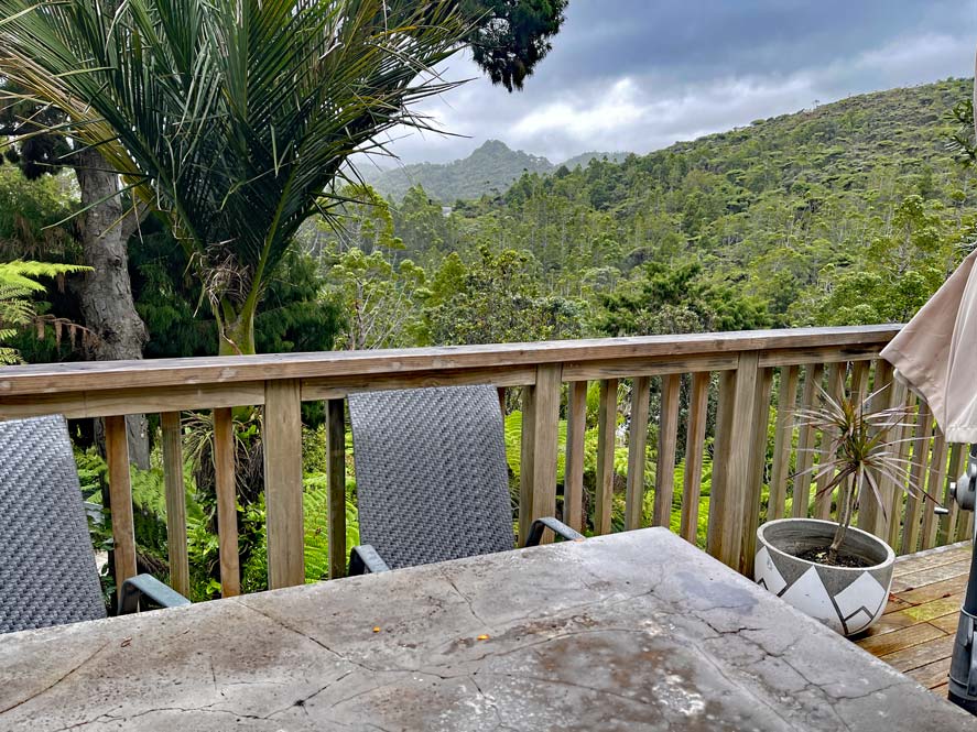 Gemütliche Unterkünfte in Neuseeland finden | 7+ Tipps zur Buchung eurer Ferienwohnungen balkon-im-regenwald-ferienhaus-karekare-nordinsel-neuseeland-unterkunft-finden