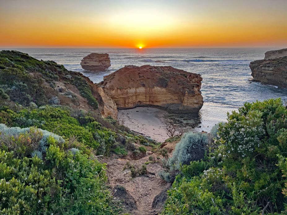 sonnenuntergang great ocean road routenplanung mietwagen