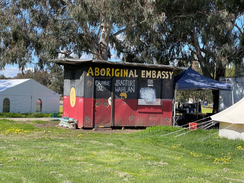 aboriginal tent embassay canberra route sydney melbourne