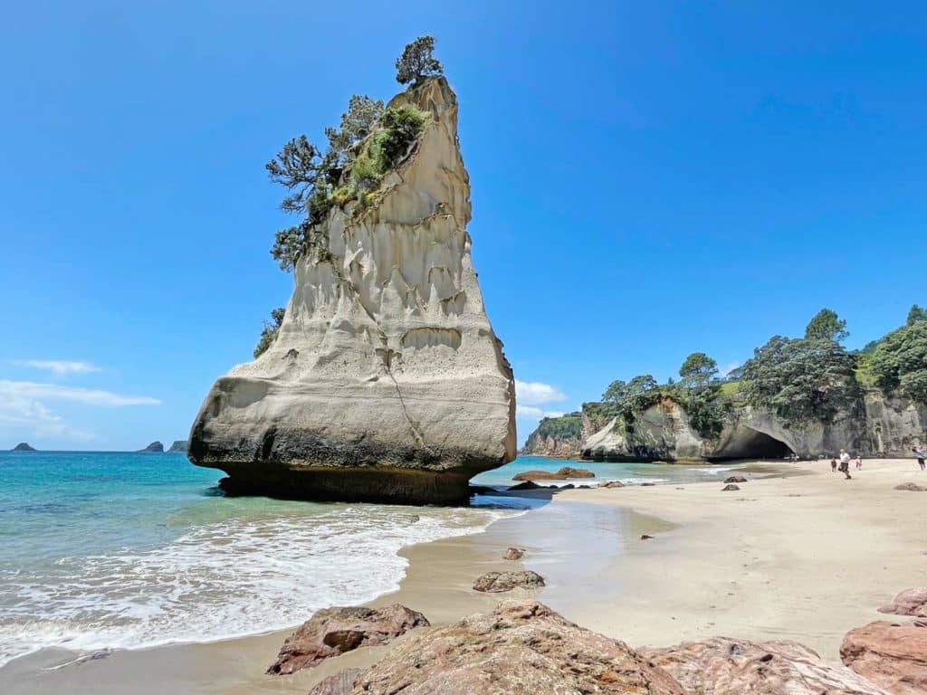Route Nordinsel Neuseeland - 7 unvergessliche Highlights für euren Roadtrip mit Mietwagen oder Camper te-hoho-rock-cathedral-cove-nordinsel-neuseeland-route-mit-kind