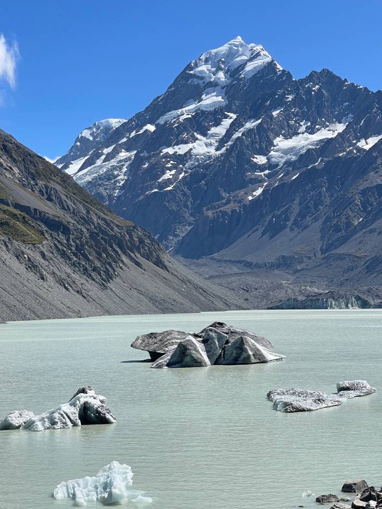 hooker lake eisberge hooker valley track mount cook wanderungen