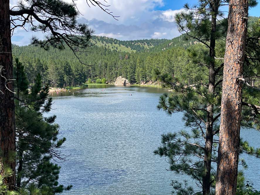 USA Rundreise Denver - mit Yellowstone Nationalpark badesee-im-custer-state-park-in-mitten-von-tannen