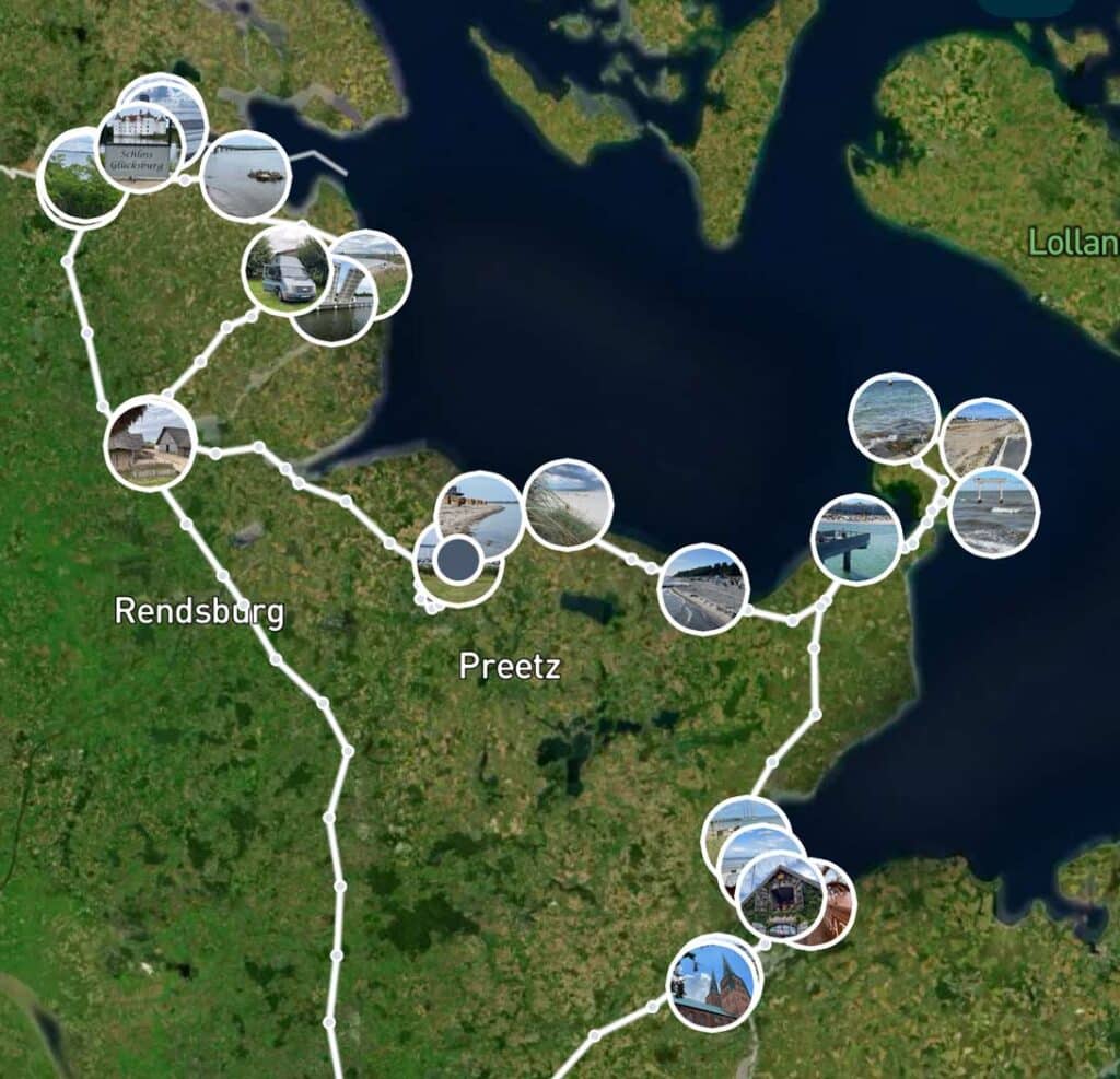 route von flensburg nach lübeck mit dem camper aufgezeichnet in polarsteps app