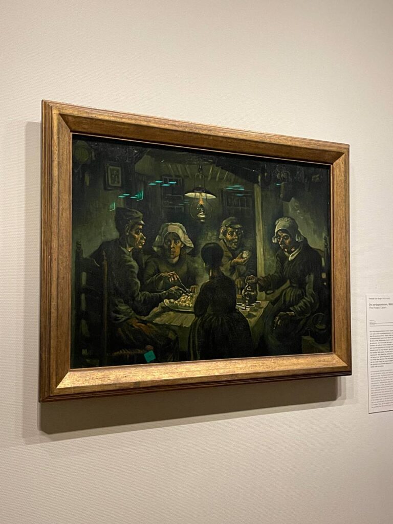 kunstwerk die kartoffelesser von van gogh familie beim essen am tisch in düsteren farben