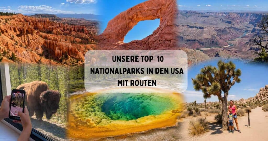 collage mit bildern aus den nationalparks der usa